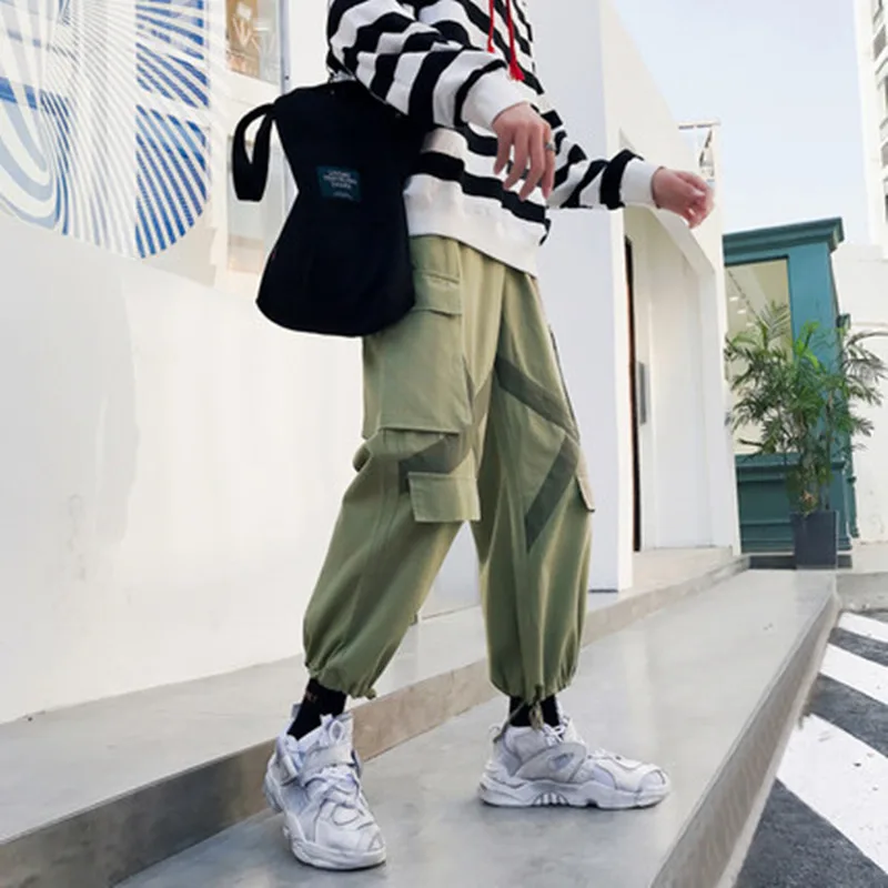 

Cargo Pants Men Hip Hop Style Loose Straight Cotton Pants Man Big Pocket Harem Pants