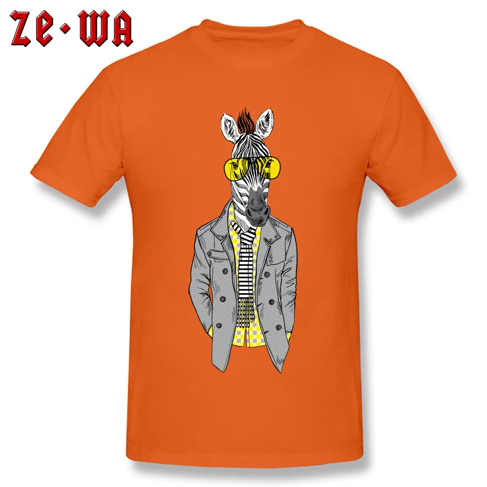 Short Sleeve Tops Shirts Crewneck 100% Cotton Fabric Mens T-shirts horse fashion zebra825y Cool Tshirts Discount horse fashion zebra825y orange