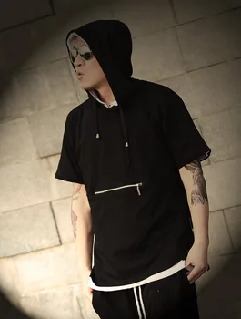 

Mens T-Shirt 2018 Summer Listing Patchwork Hooded Casual Man'S Slim Fit Short-Sleeve T Shirt Men Hip Hop T-Shirt Tops XXL