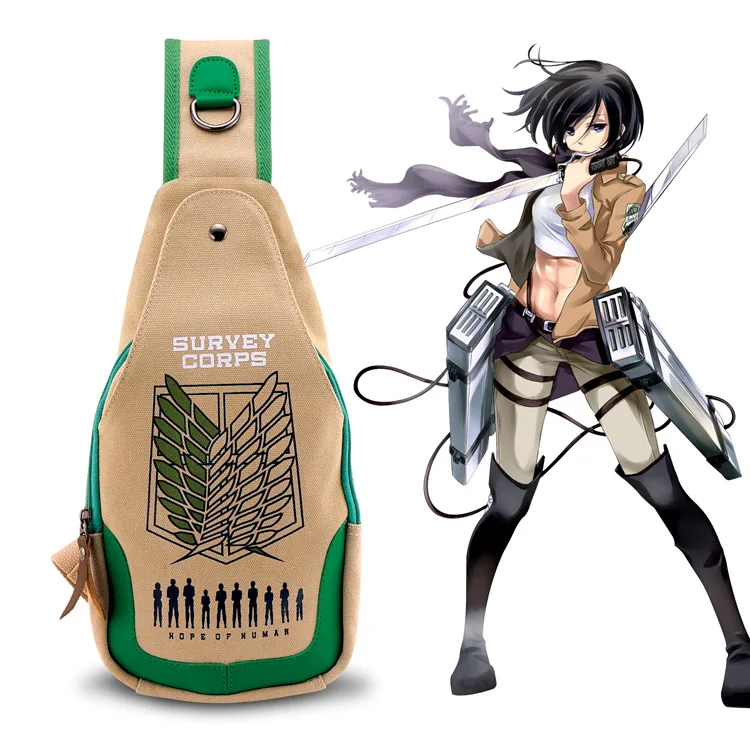 

Hot!Attack on Titan Shingeki no Kyojin Wings of Liberty logo Chest pack fashion Leisure man woman bag canvas Handbags