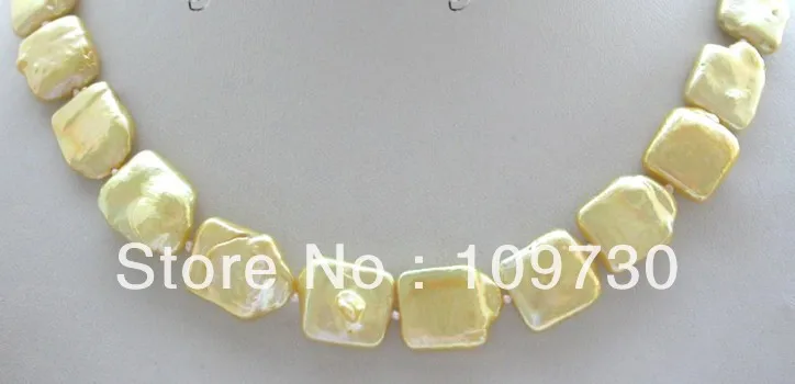 

Jewelry 001300 Natural 16mm Golden Reborn Keshi Pearl Necklace 14KGP