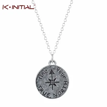 1Pcs Vintage Find Your True North Necklace Jewelry Silver Antique Compass Necklace Pendant Charm Body Chain Choker Necklace
