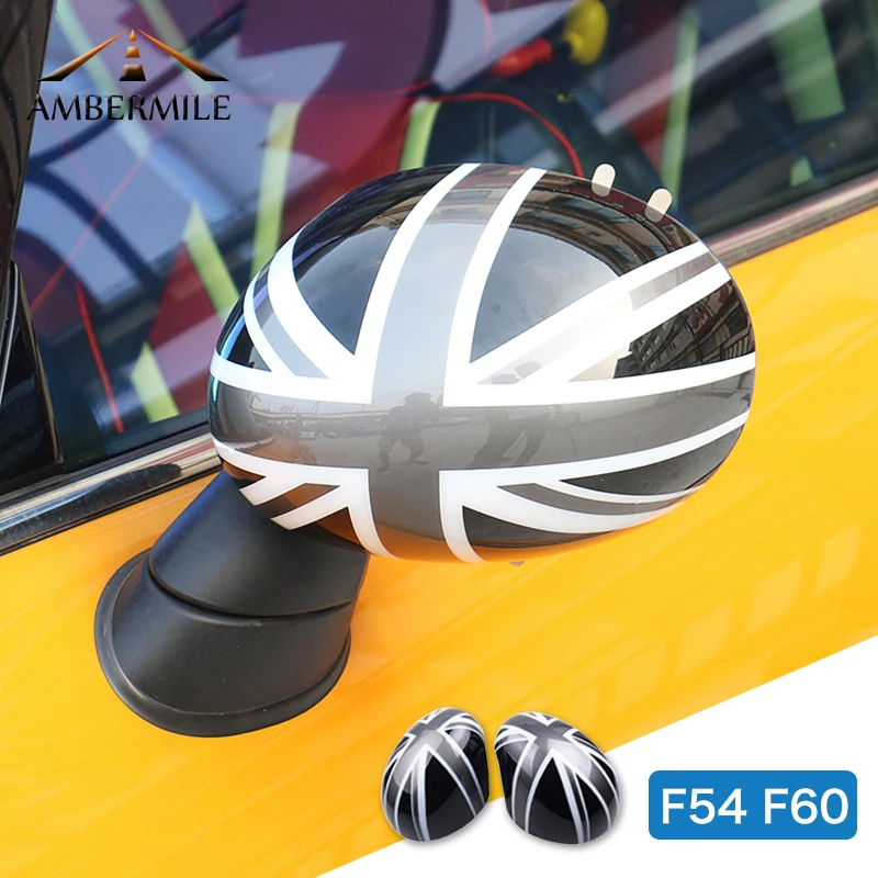 

AMBERMILE Car Rearview Mirror Cover Shell Housing Sticker for Mini Cooper JCW F54 Clubman F60 Countryman Accessories Car Styling