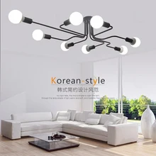 Vintage Ceiling Lights For Home Lighting Luminaire Multiple Rod Wrought Iron Ceiling Lamp E27 Bulb Living Room Lamparas De Techo