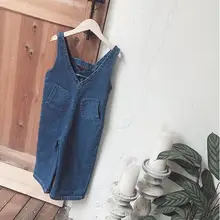 Комбинезон для девочек и мальчиков, осенние детские джинсовые штаны, 2-7 лет