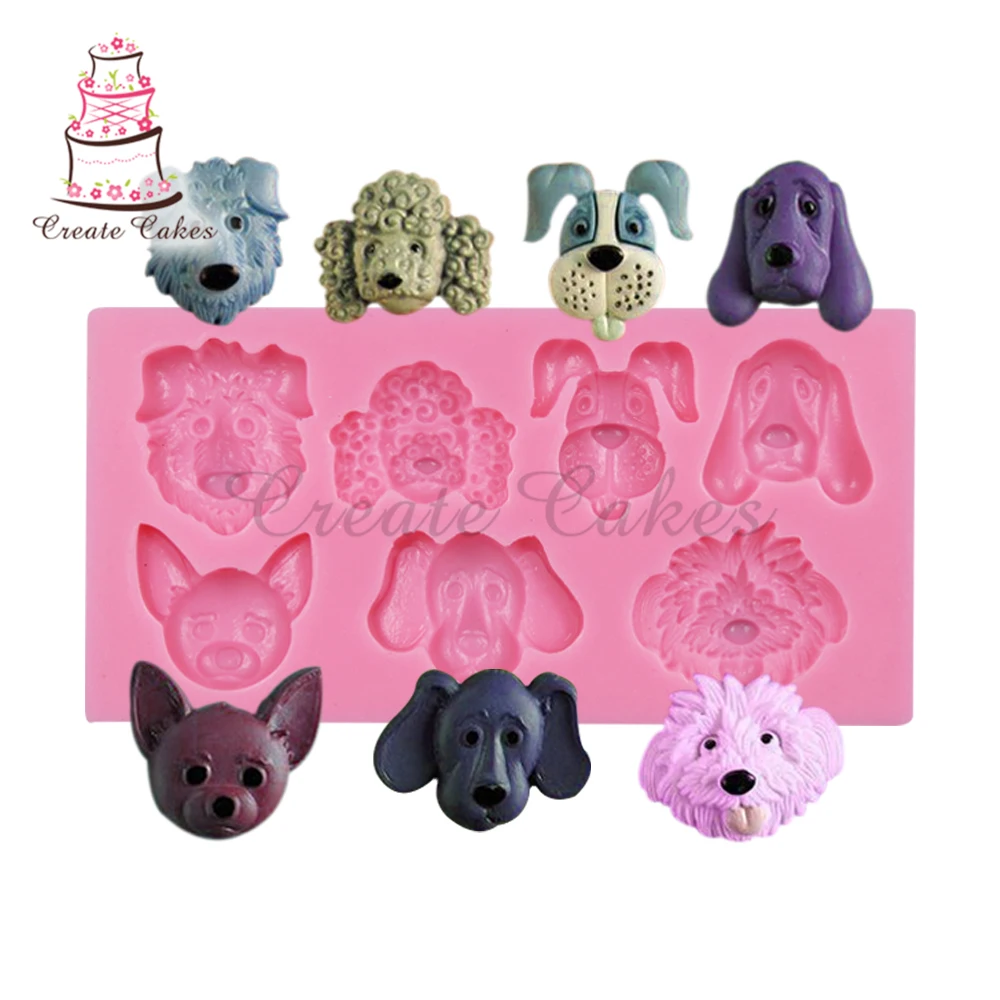 Animal Dogs Head Silicone Chocolate Mould,Fondant Baking Cake Supplies,Sugar Mould Tool,Silicone