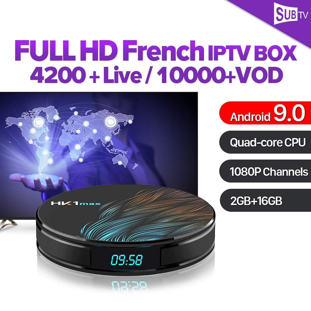 

IPTV France Media Player 4K Android 9.0 HK1MAX SUBTV 1 Year Code IPTV Subscription RK3328 IPTV Canada Belgium Arabic Turkey box