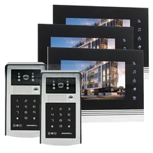 DIYSECUR 7 inch Touch Button Video Door Phone Intercom Doorbell IR Night Vision HD 300000 Pixels RFID Keypad Camera 2V3
