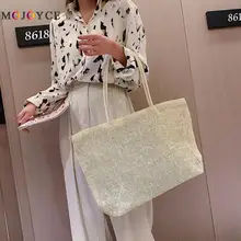 Модные однотонные женские Сумки С Короткими Ручками летние пляжные женские сумки большой емкости льняные сумки