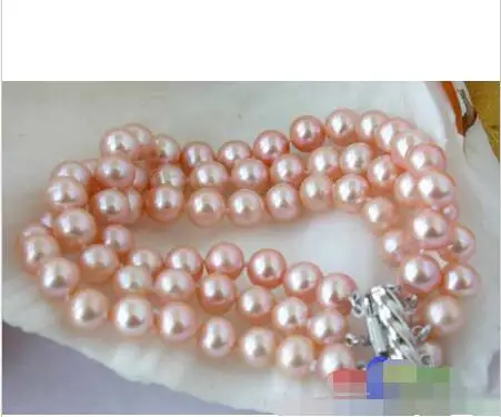 

Wholesale price 16new ^^^^p1348 3ROW 9MM ROUND PINK FRESHWATER CULTURED PEARL BRACELET