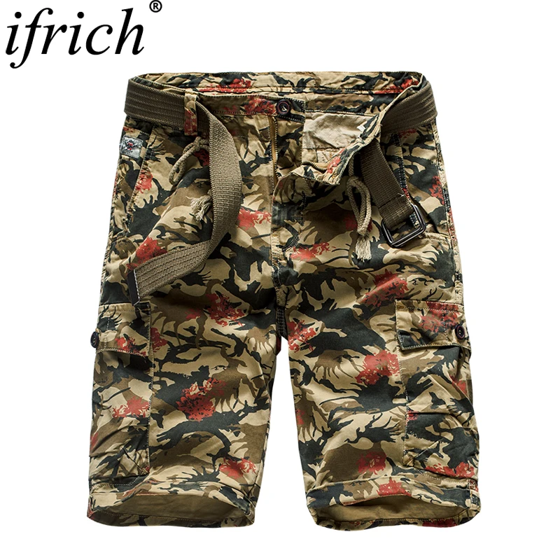 Мужские шорты Карго Прохладный Камуфляж Лето хлопок Повседневное мужские короткие штаны Удобная брендовая одежда Camo Для мужчин шорты-Карго