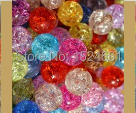 

FLTMRH 10MM 8PCS Mixed Crackle Round Beads crafts materials plastic chunky alphabet bubblegum plastic round shape