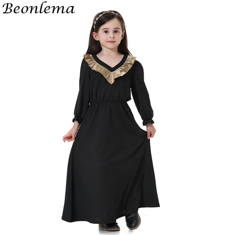Beonlema арабский детей мусульманское платье пакистанских Кафтан vestido для девочек