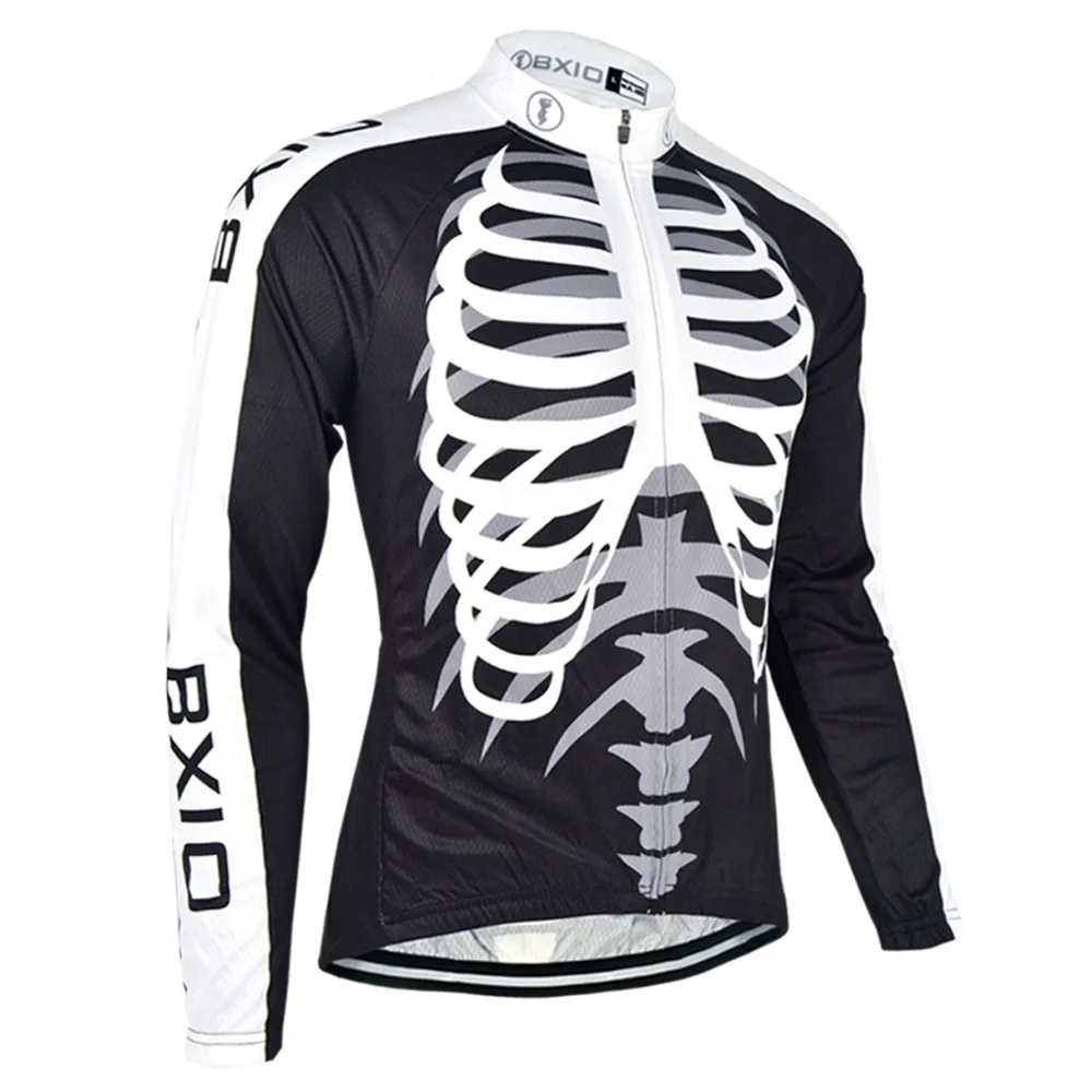 BXIO Winter Thermal Fleece Cycling Clothing MTB Bike Jersey Warm Long Sleeves Skull Autumn Bicycle Maillot Ciclismo 042 | Спорт и