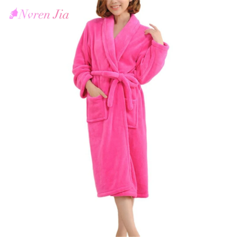 2018 Для женщин халат осень Зимние халаты Long Sleeve Flannel Robe Женское ночное белье домашняя одежда Пижама Ночные рубашки