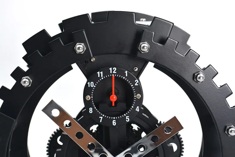 Настольные часы креативная Мода Большой механический механизм часы ABS Материал настольные часы домашний декор черный серебристый Шестерня часы