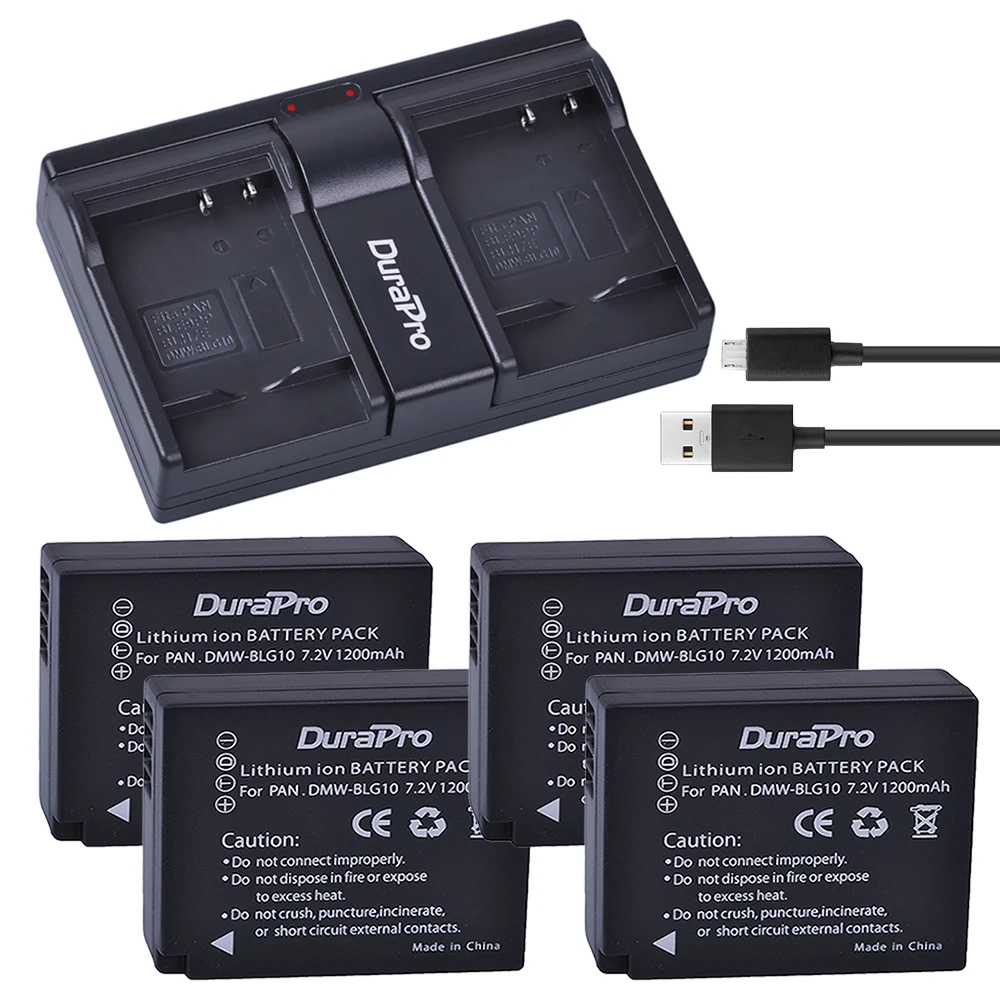 4 шт. DMW-BLG10 DMW BLG10 аккумулятор камеры + USB двойное зарядное устройство для Panasonic BLG10E
