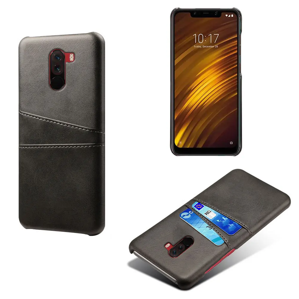 

Dual Card Pocket Wallet Phone Case For Xiaomi Pocophone F1 Luxury PU Leather Slim Business Style Phone Back Cover For Mi F1 Case