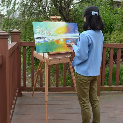 Premium Beech Wooden Stand Folding Easel Box Sketch Oil Painting Easel For Painting Easels Aliexpress