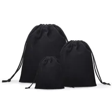 100 шт./лот черный бархат 3 Размеры Ювелирная подарок Сумки бандажа ремень Чехлы Wholesale10* 12 см 7*9 см 5*7 см B-057-1