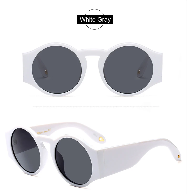 Ralferty Круглые Солнцезащитные очки для женщин и мужчин брендовые дизайнерские пластиковые солнцезащитные очки UV400 Желтые красные линзы океана оттенки уличные очки F97557