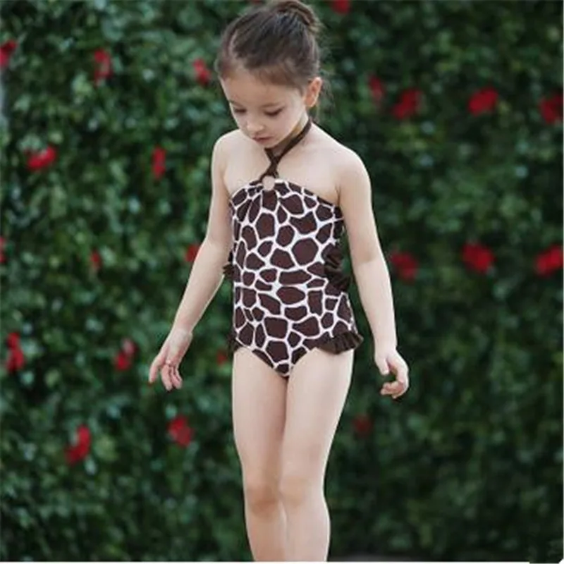 

Sexy Kids One Piece Swimwear 2016 Summer Girls Plaid Swimsuit Dress Baby Girl Sports Bathing Suits with Swimming Cap