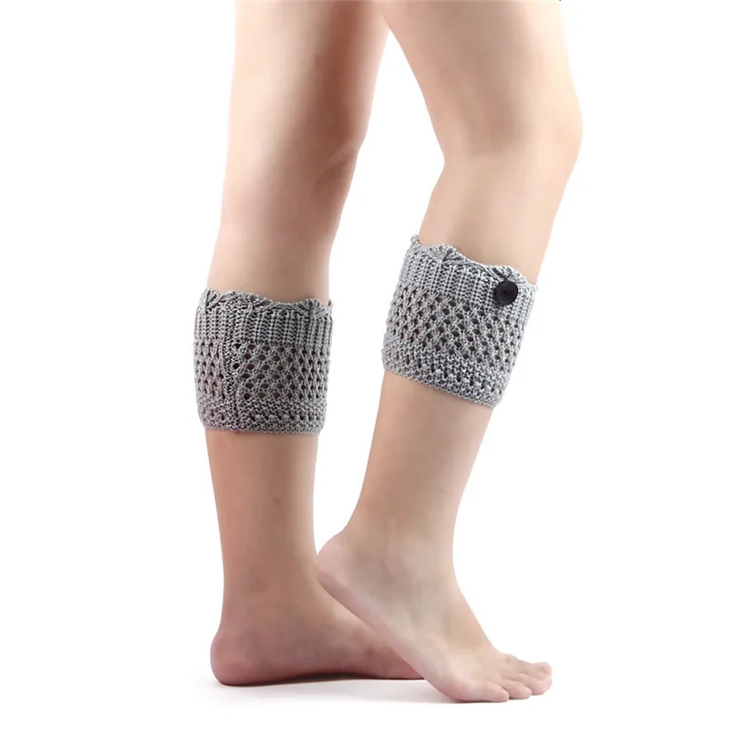 2018 новый вязаный ажурный новый короткий параграф одна пуговица шерстяные носки набор женщин шерсть гетры для легинсов сапоги