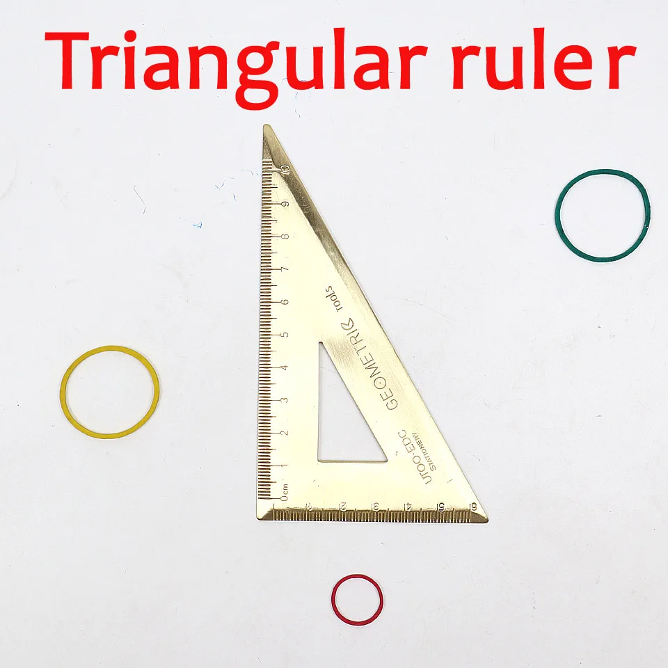 Ретро латунная линейка штангенциркуль латунные линейки транспортир студентов рисунок металлическая Геометрическая линейка офисные школьные принадлежности - Цвет: Triangular ruler