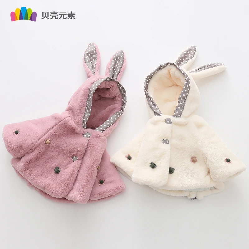 Baby Wear Girl Coats Cute Rabbit Ear Hooded Baby Girls Coat Kids Warm