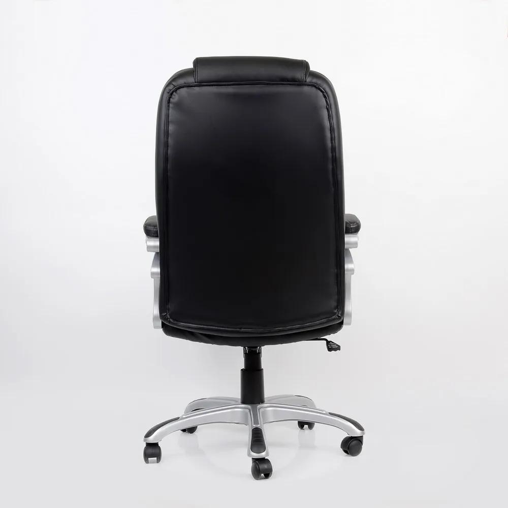95169 Кресло руководителя Barneo K-146 черная кожа высокая спинка кресло офисное кресло компьютерное кресло с системой качания мебель для офиса компьютерные кресла в Казахстан по России