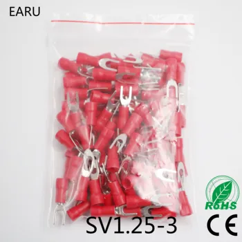 

SV1.25-3 Red Furcate Terminal Cable Wire Connector Insulated Wiring Terminals electrical Lug crimp terminal 100PCS SV1-3 SV