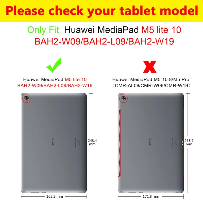 Bluetooth клавиатура чехол для Huawei MediaPad M5 Lite 10 &quotпланшет BAH2 W19/L09/W09 Съемная