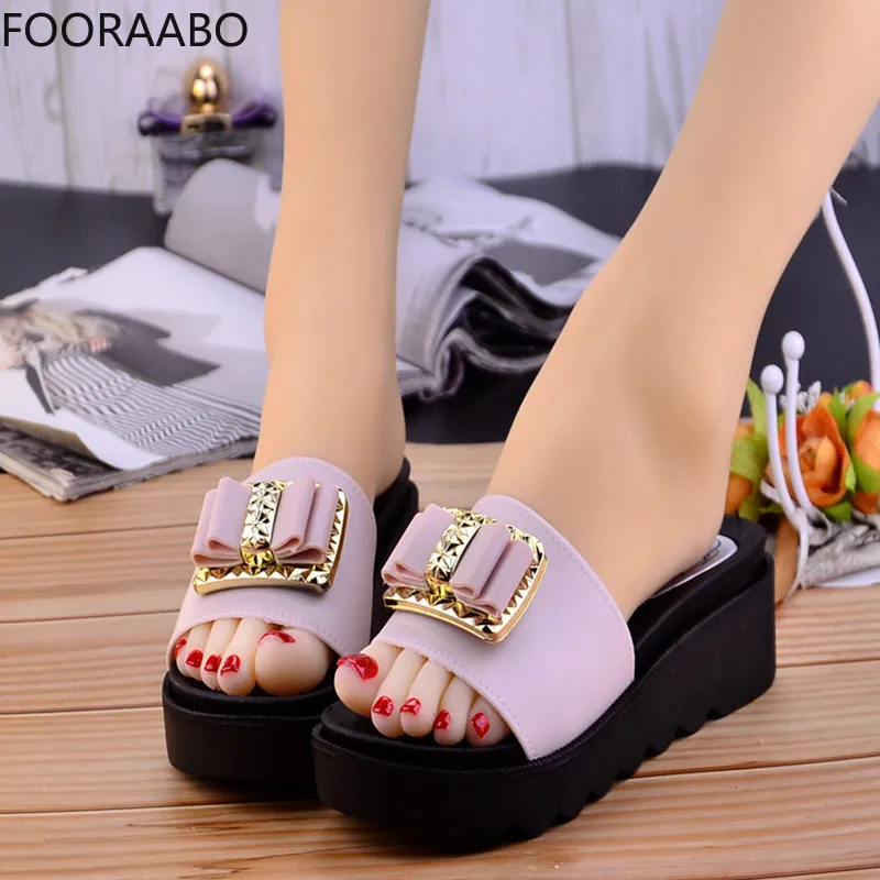 

WDHKUN Slippers Women Summer Bow Summer Sandals Slipper Indoor Outdoor Flip-flops Beach Shoes Female Fashion Shoes