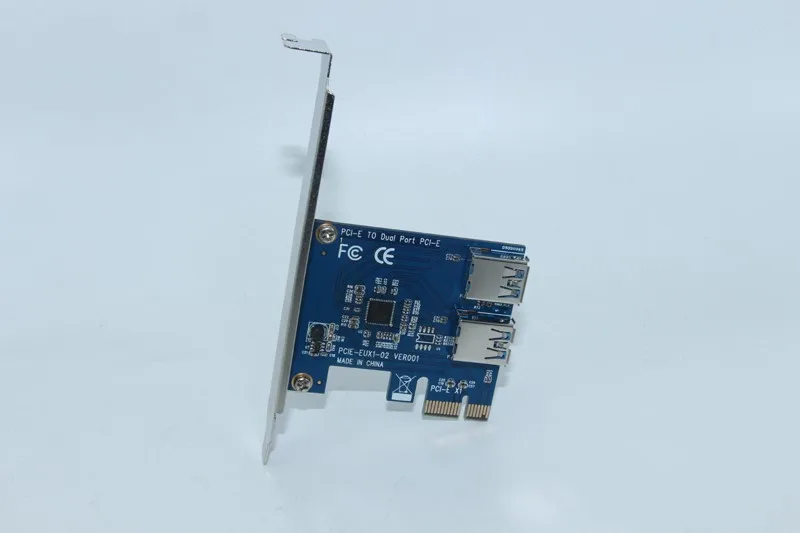 Переходная карта PCIe от 1 до 2 PCI E 1X к 16X слот с USB 3 0 кабель питания шахтерский