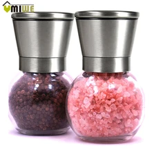 2 stücke Pfeffer Manuelle Mühle Edelstahl Glas Pfeffermühle Standard Gewürz Salz Pfeffer Grinder Shaker DIY Kochen Küche Werkzeug
