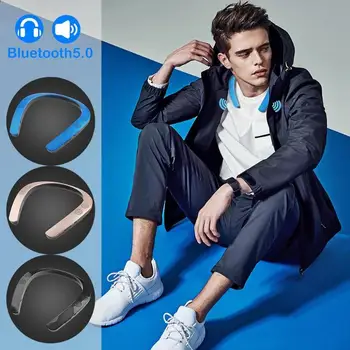

New Headphone Wearable Neckband Wireless Mini Surround Sound Stereo Bluetooth Headphone MP3 Music Palyer Headset Sport Earphone