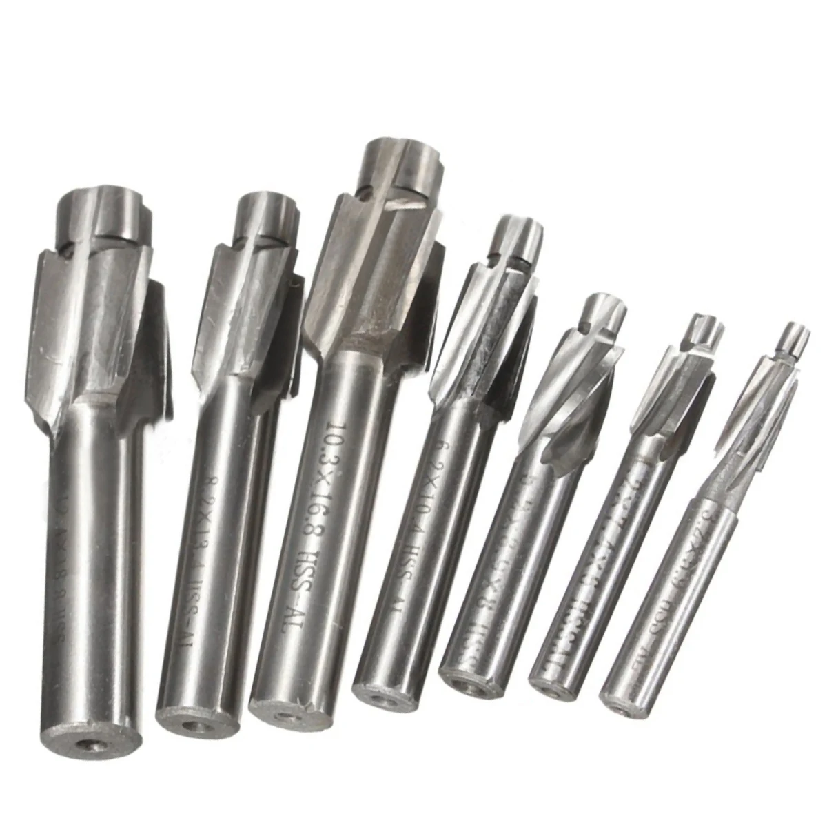 7pcs/set HSS Counterbore End Mills M3.2 M12.4 Pilot Slotting Milling