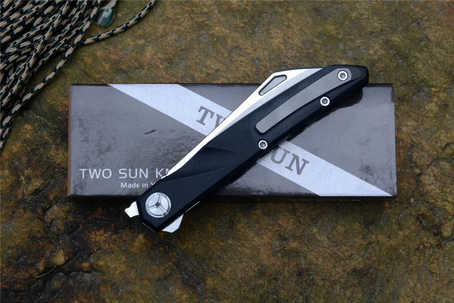 Twosun складные ножи TS74 новая модель изогнутые D2 Танто-лезвие выживания охотничий карманный нож с титановая заколка для подарка EDC