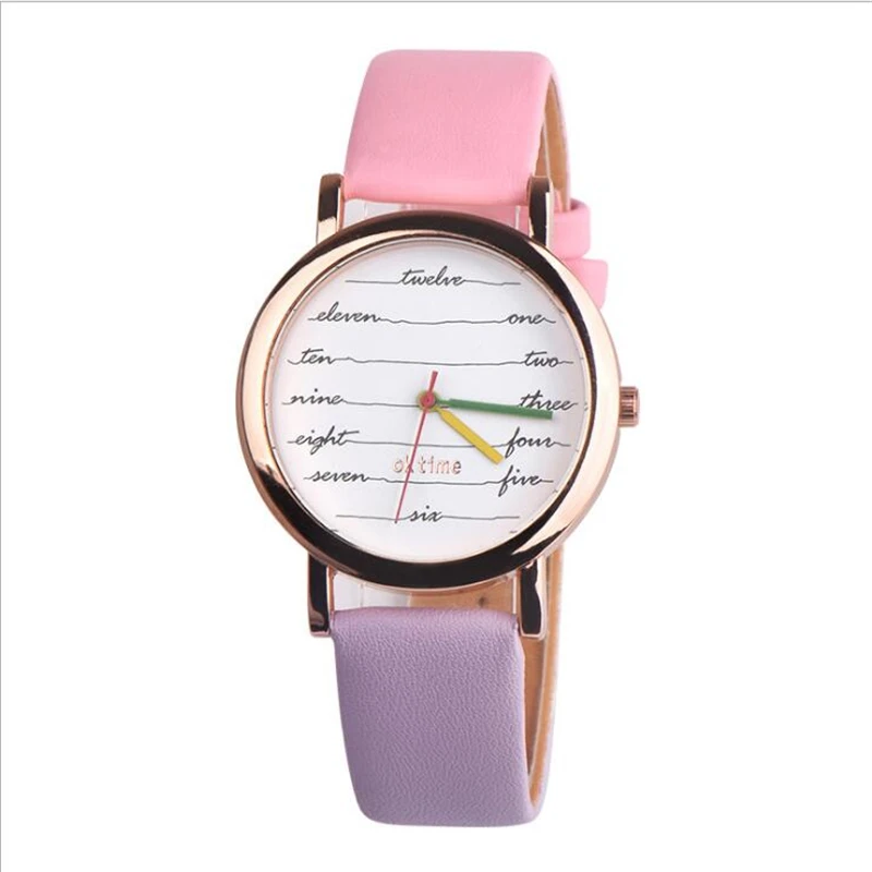 Темперамент Кожа Кварцевые Wach для женщин леди бренд дизайн многоцветный Циферблат Аналоговый женские наручные часы платье часы Relogio