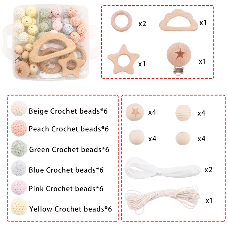 1 коробка Силиконовые Прорезыватели из бука лист деревянные бусины для детей Аксессуары-погремушки набор украшений "сделай сам" крючком бусины ручной работы детские игрушки набор