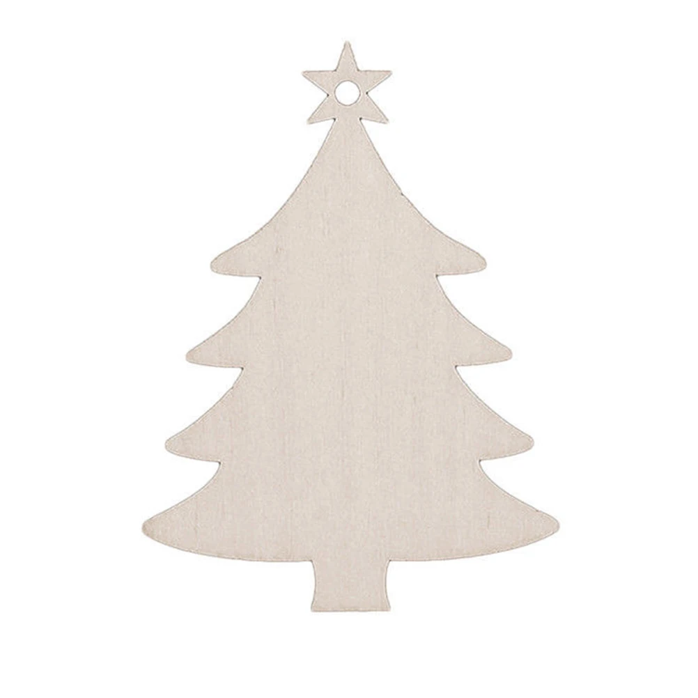 Mixed Wooden Ornaments Wooden Tags Disc Xmas Tree Embellishments with String