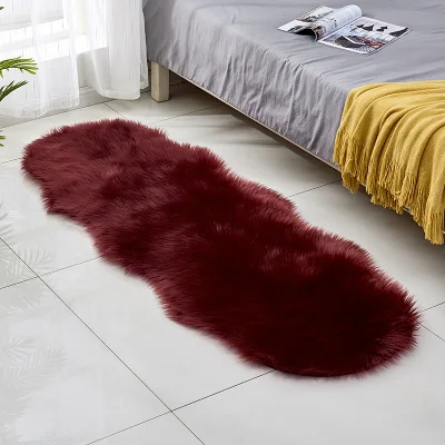 Современные одноцветные коврики овальные плюшевые коврики Ковры из искусственного меха серый мягкий ковер для спальни гостиной коврики для ванной комнаты ковер 60x180 см alfombras - Цвет: Wine Red