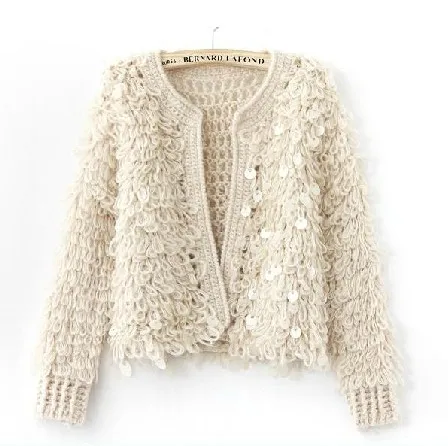 

Free Shipping New Arrival Women's Blouse Short loose sweet Cardigan Sequin Jakcet Wholesale Free Size Several colors LI410