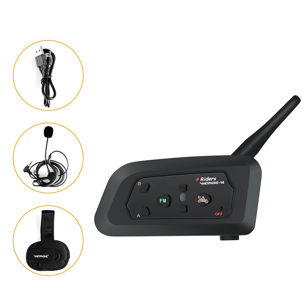 

VNETPHONE V4C Referee Headset Intercom 4-way Bluetooth Communicator 1200m FM Radio MP3 GPS Waterproof for Soccer Referees