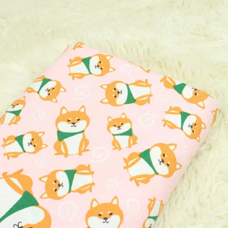 Половина ярда экспорт японский мультфильм собака хлопок льняная ткань, ручная работа DIY одеяла рот Золотая посылка Одежда Ткань CR-A18 - Цвет: pink