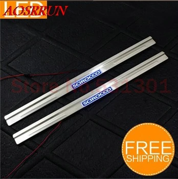 

LED Stainless Steel Door Sill Scuff Plate For Volkswagen VW Scirocco 2010-2013 car accessories car-styling Car Interior
