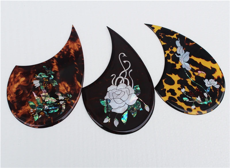 

Acoustic guitar pickguard, thick celluloid guitar pickguards, abalone inlay guitar pickguard, with self sticker