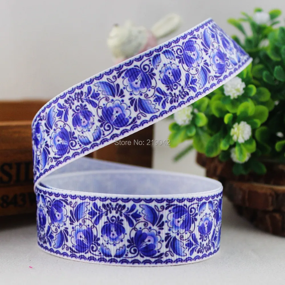 

7/8'' 22mm 10yard Sublimation Flower Pattern grosgrain ribbon,Clothing accessories accessories, wedding gift wrap ribbon,A-0001