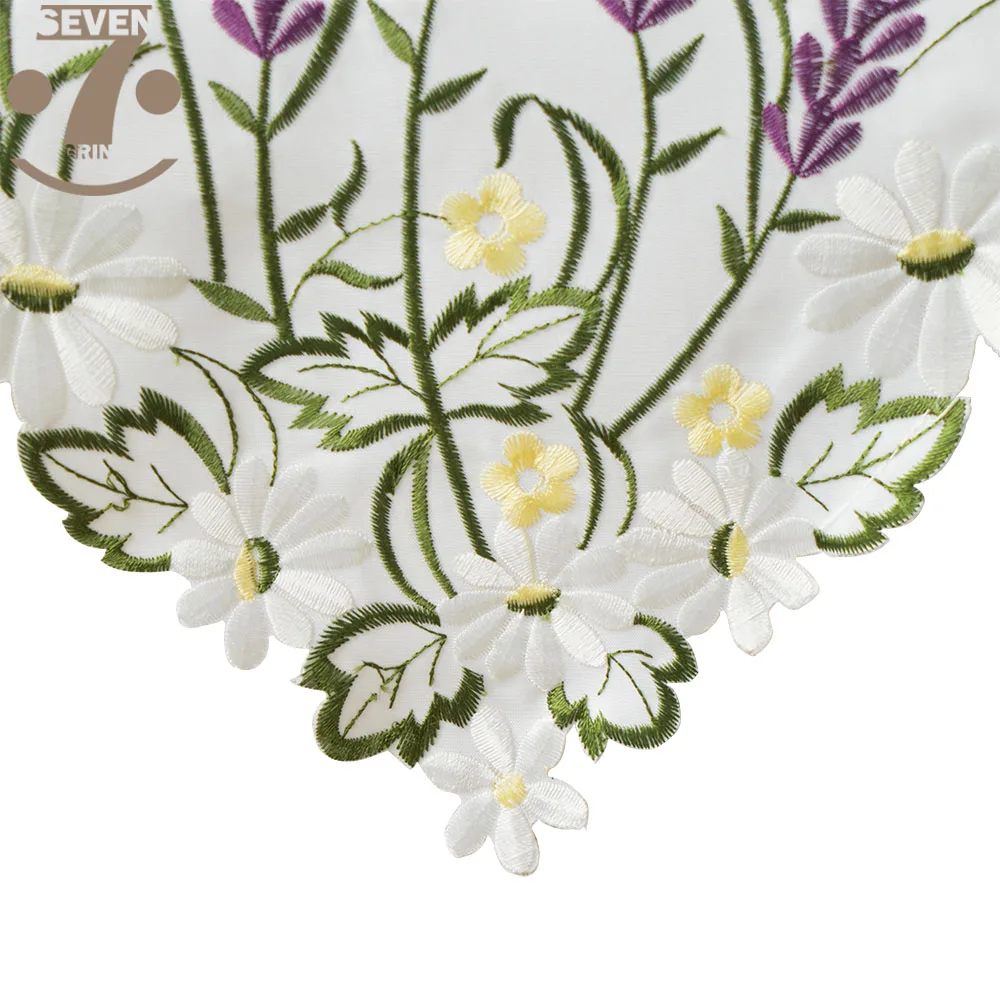 

Free Shipping Modern Style Purple Color Lavender Cutwork Embroidered Table Cover Runner Placemats