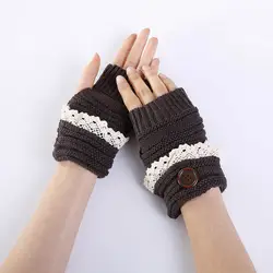 1 пара Женские варежки для девочки перчатки без пальцев Короткие вязаные модные зимние TY66